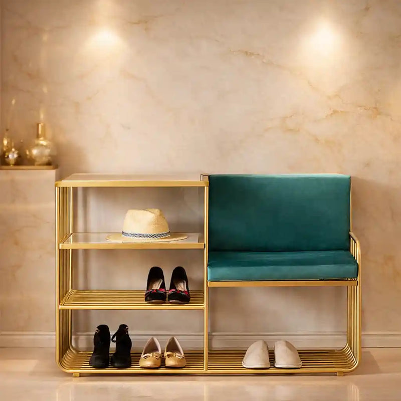 faux-marble-green-velvet-modern-bench-with-shoe-rack