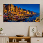 Festive Banaras Ghat Canvas Painting