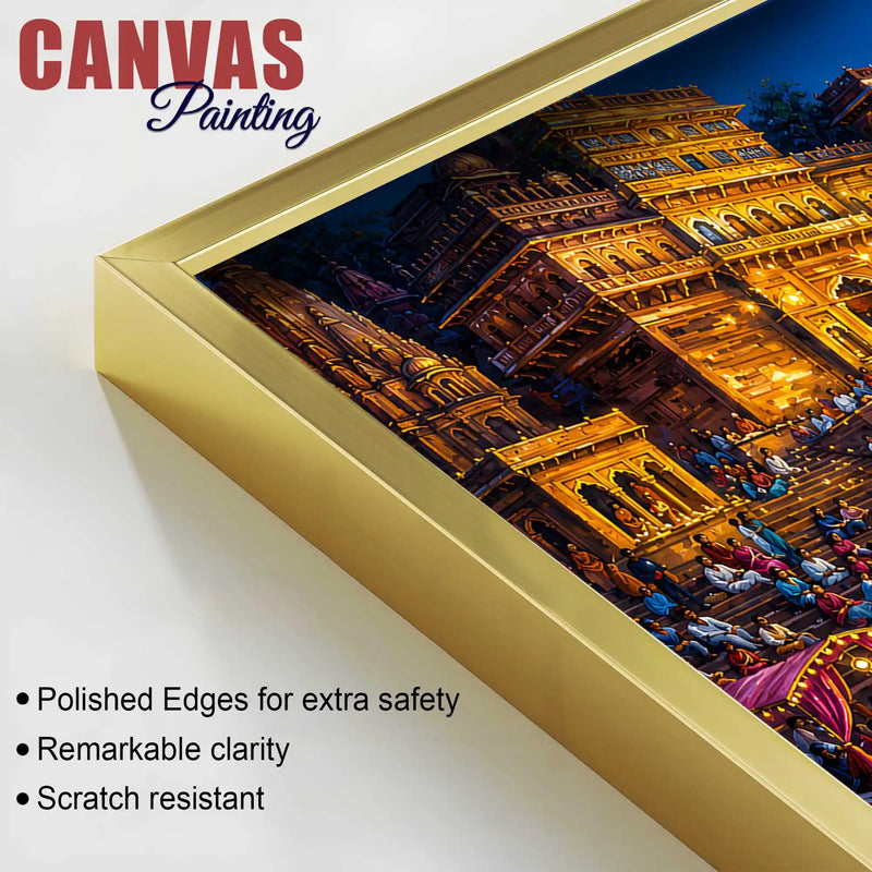 Festive Banaras Ghat Canvas Painting