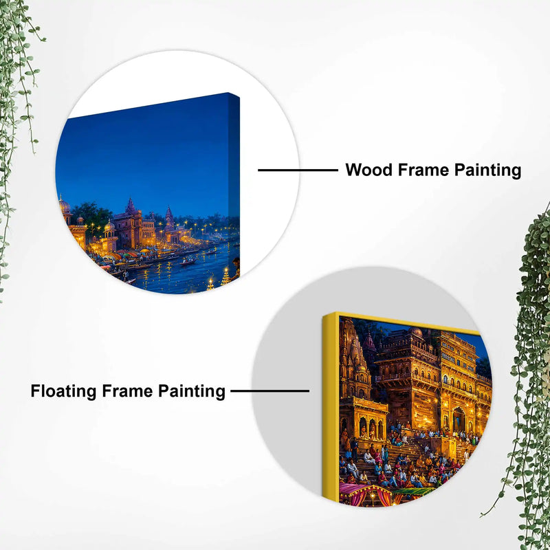 Festive Banaras Ghat Canvas Painting