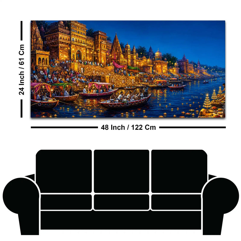 Festive Banaras Ghat Canvas Painting