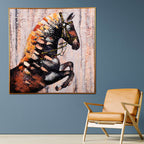 Fiery Horse Spirit Hand Painted Wall Painting with Floating Frame