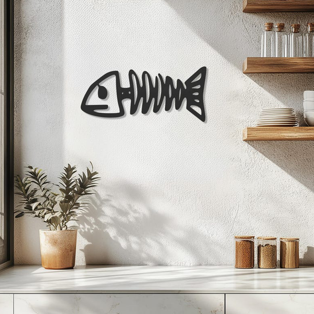 Fish Skeleton Metal Wall Art Modern Decor Artwork