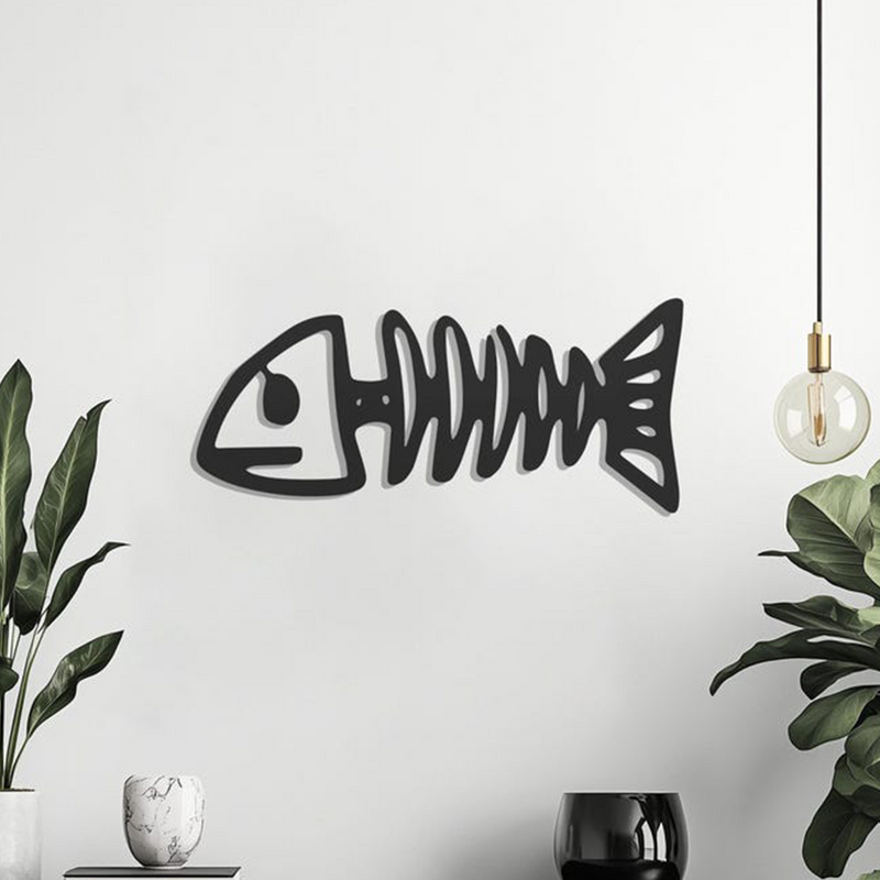 Fish Skeleton Metal Wall Art Modern Decor Artwork