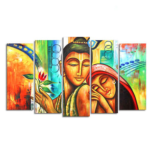 Five Pieces Set Wall Painting of Lord Radha Krishna