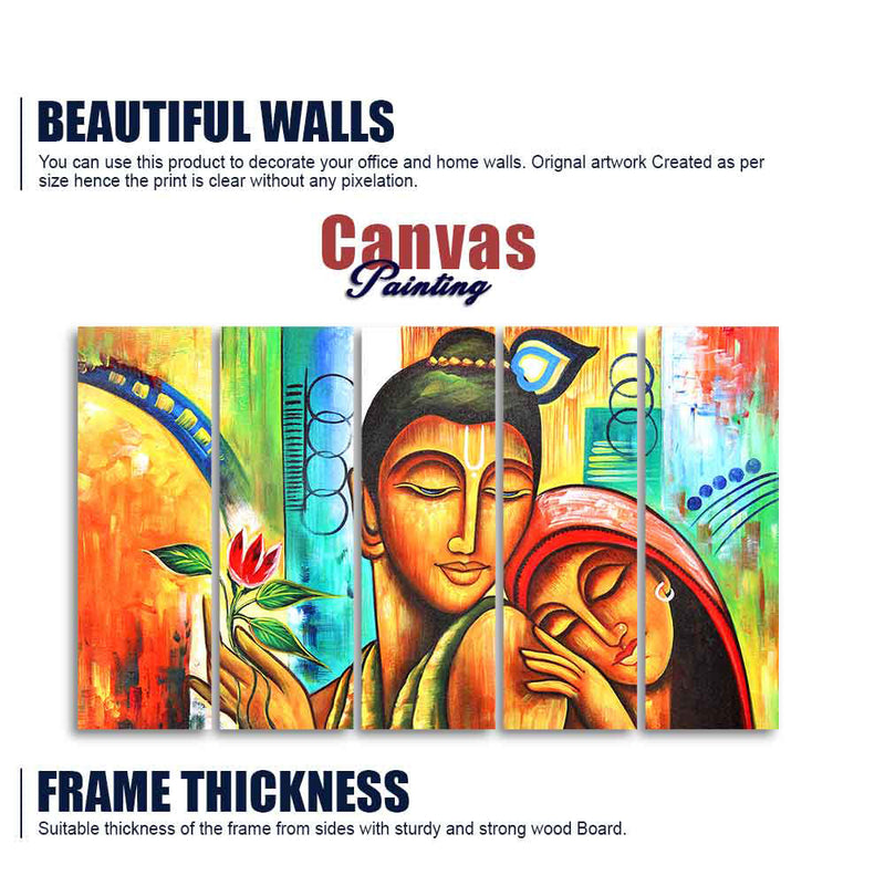 Five Pieces Wall Painting of Lord Radha Krishna