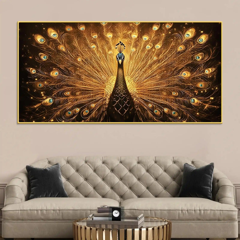 flamboyant-golden-peacock-canvas-wall-painting-for-home-office