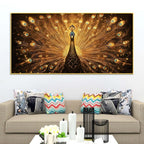 Flamboyant Golden Peacock Canvas Wall Painting for Home & Office