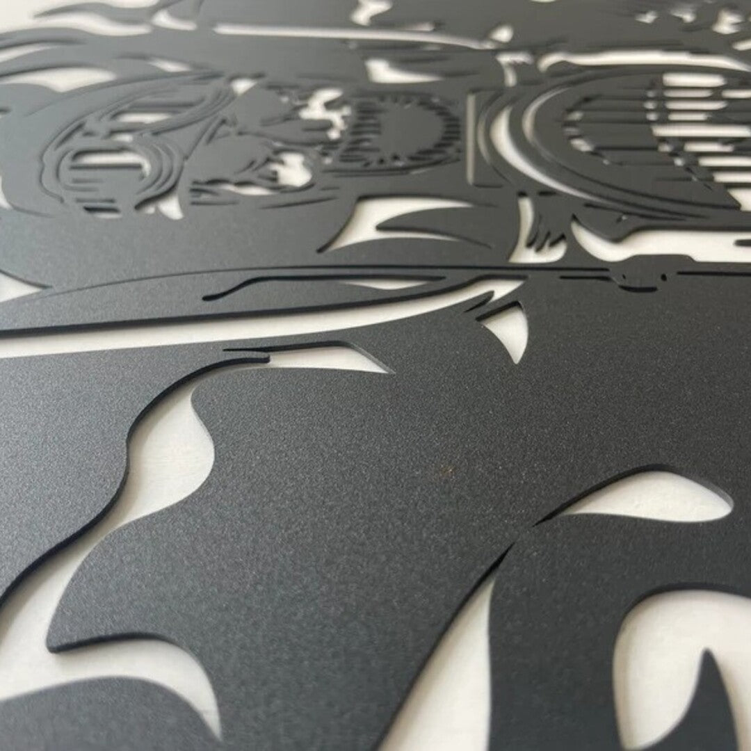 Flaming Skull Motorcycle Metal Wall Art for Home Decor