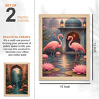 Flamingo Lotus Royal Door Luxury Palace Garden Wall Frame Set of Four