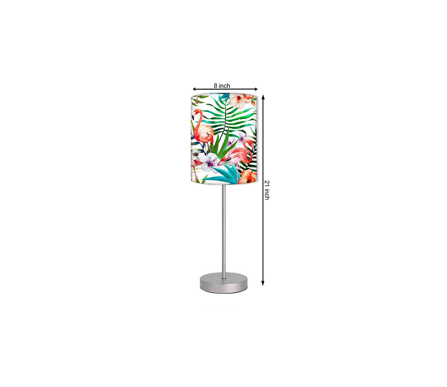 Flamingo Printed Modern Stainless Steel Metal Finish Table Lamp