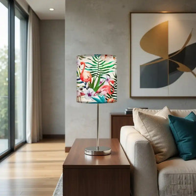 Flamingo Printed Modern Stainless Steel Metal Finish Table Lamp