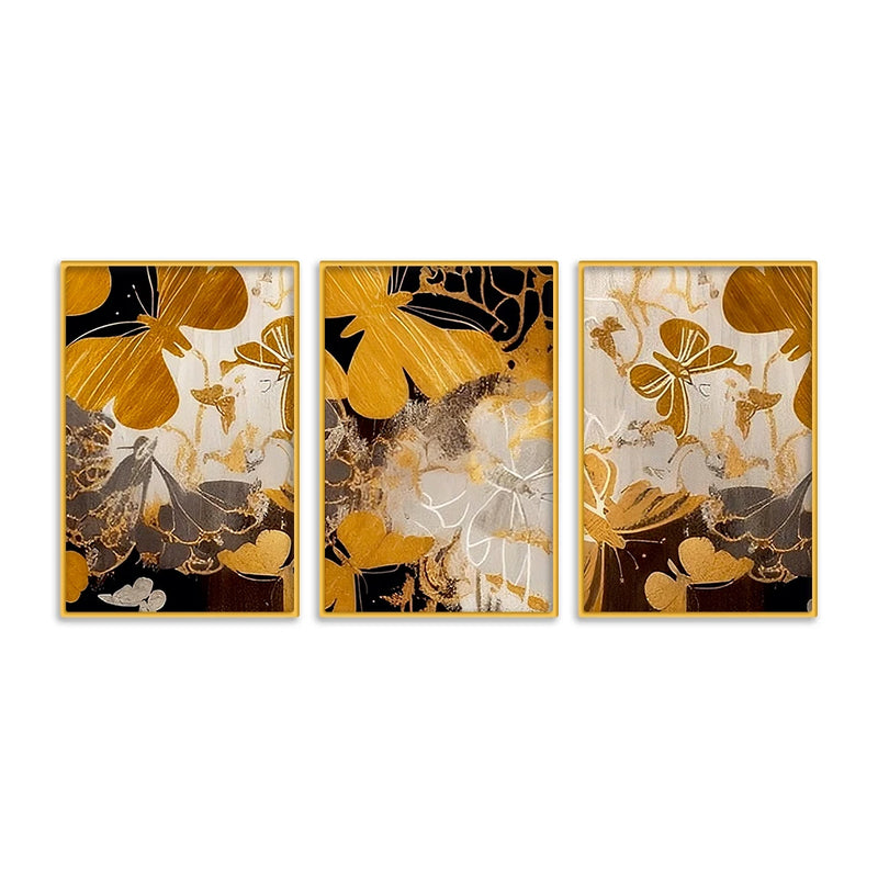 Floral Abstract Canvas Wall Painting Set of Three