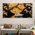 Floral Abstract Swan Canvas Wall Painting for Home Décor
