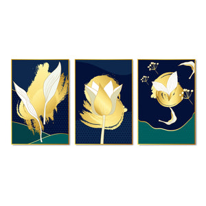 Floral Art Floating Canvas Wall Painting Set of Three