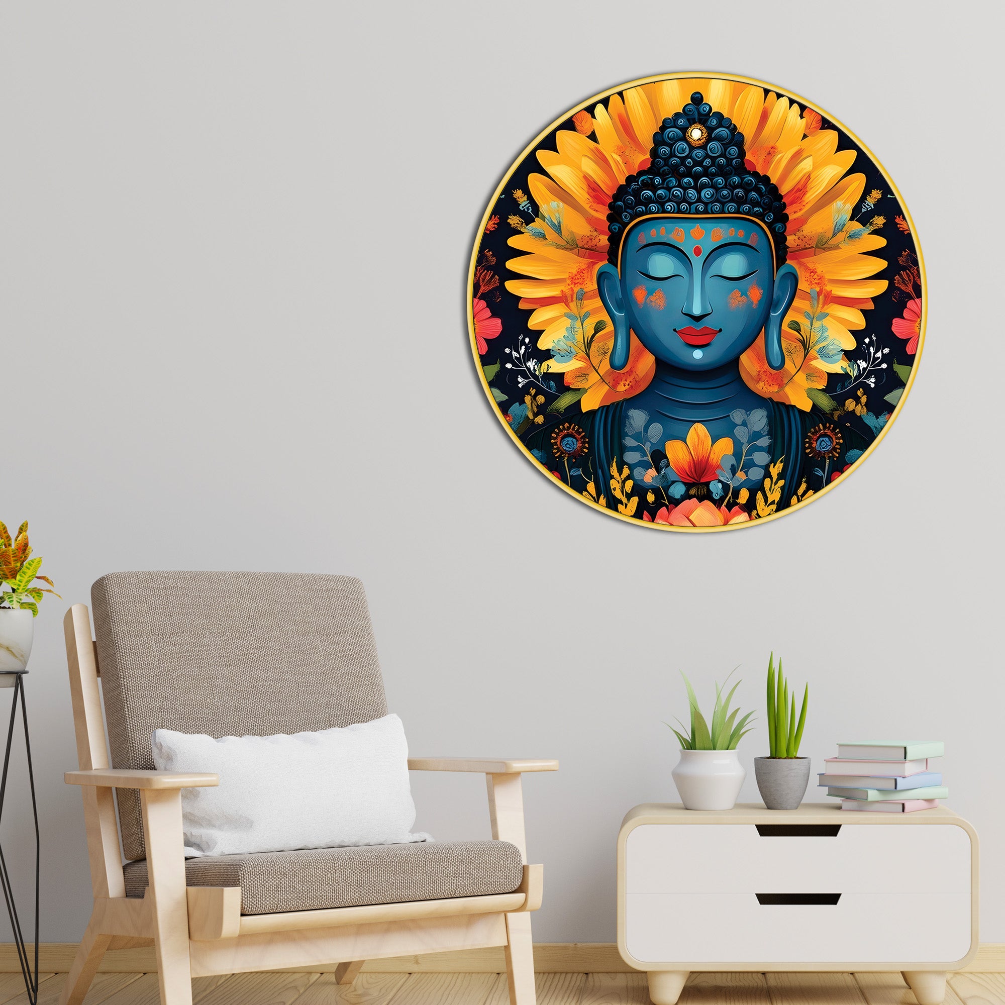 floral-aura-buddha-round-painting