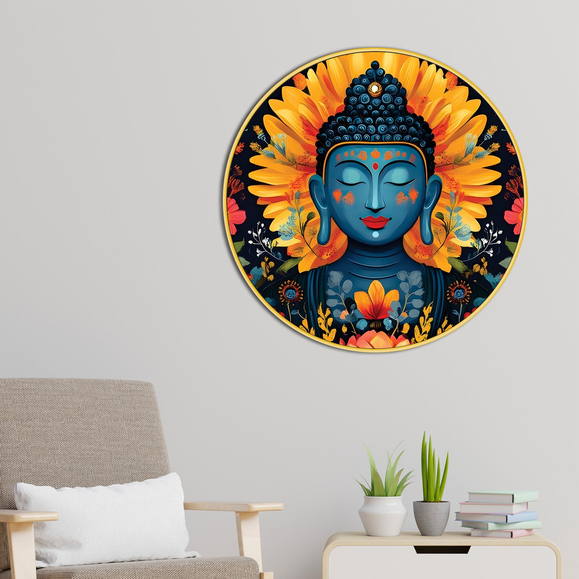 floral-aura-buddha-round-painting