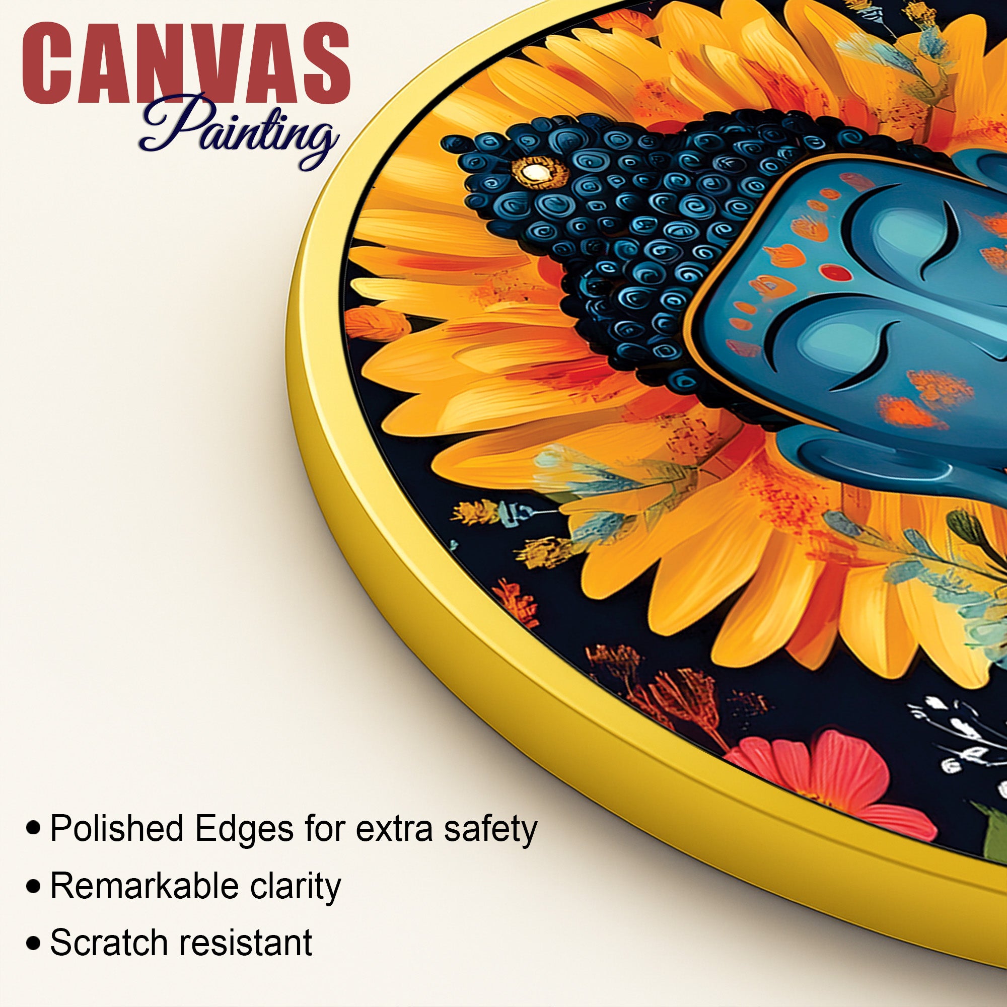 Floral Aura Buddha Round Painting