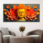 Floral Buddha Wall Canvas Painting for Home Decoration