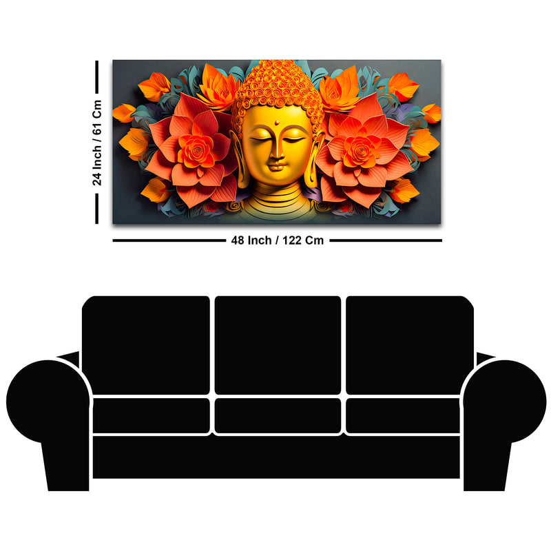 Floral Buddha Wall Canvas Painting for Home Decoration