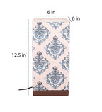 Floral Designer Art Printed Table Lamp with Wooden Finish Base