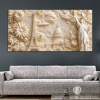 Floral Eiffel Tower Capitol & Statue of Liberty 3D Canvas Wall Painting