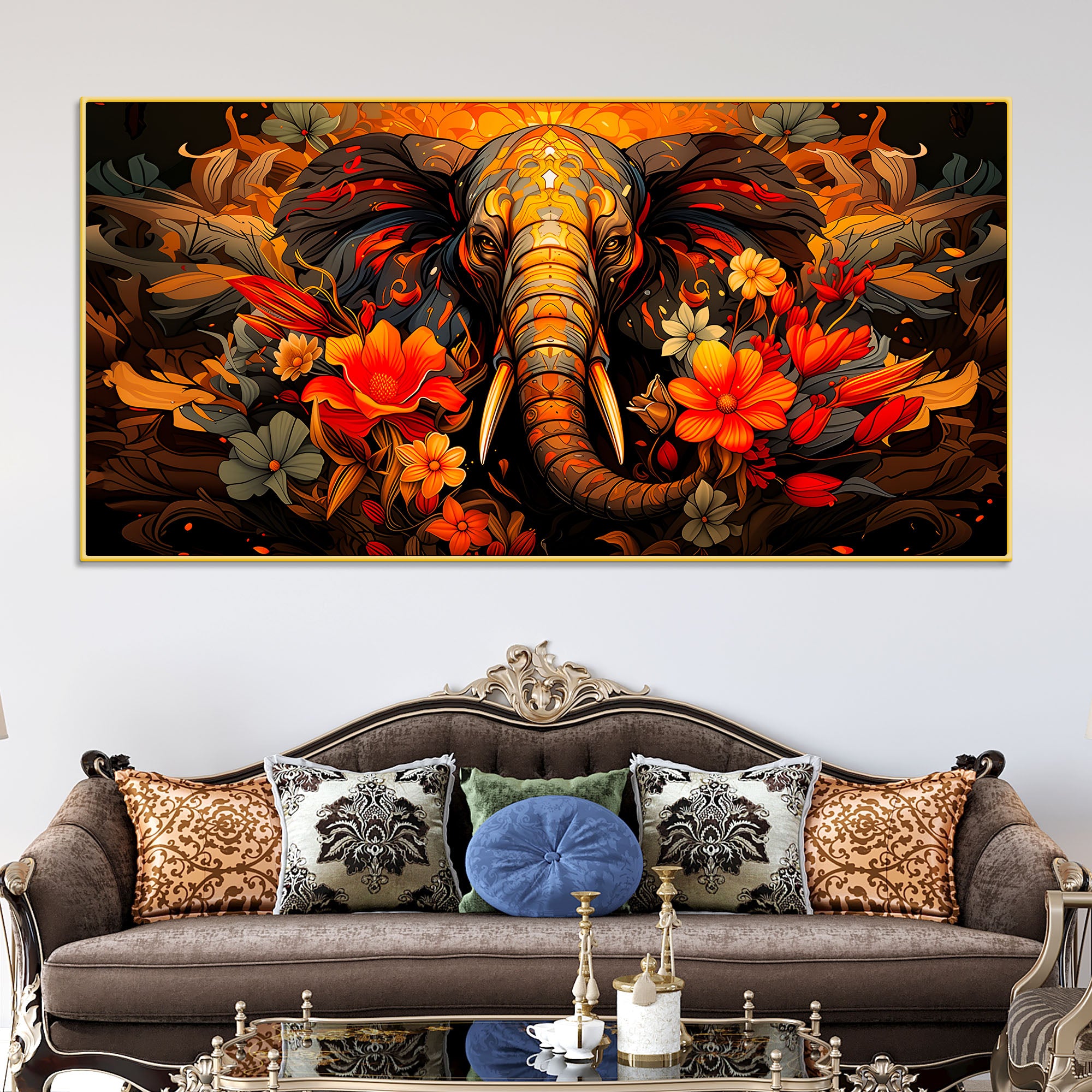 floral-elephant-wall-art-painting-for-home-decoration