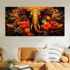 Floral Elephant Wall Art Painting for Home Decoration