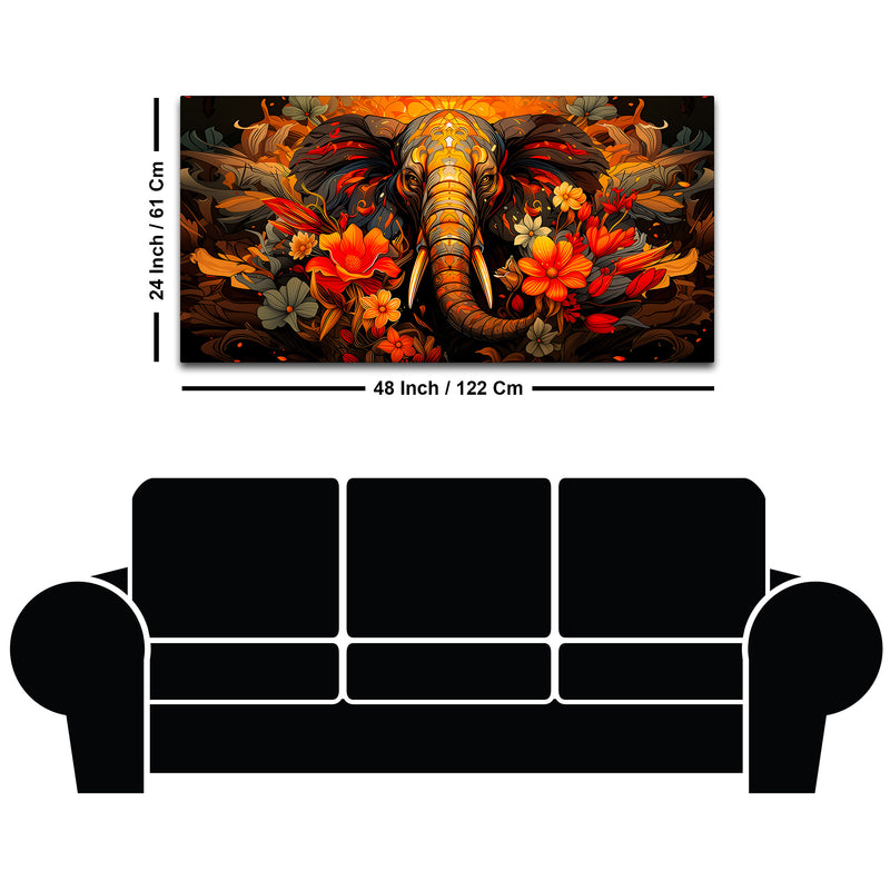 Floral Elephant Wall Art Painting for Home Decoration