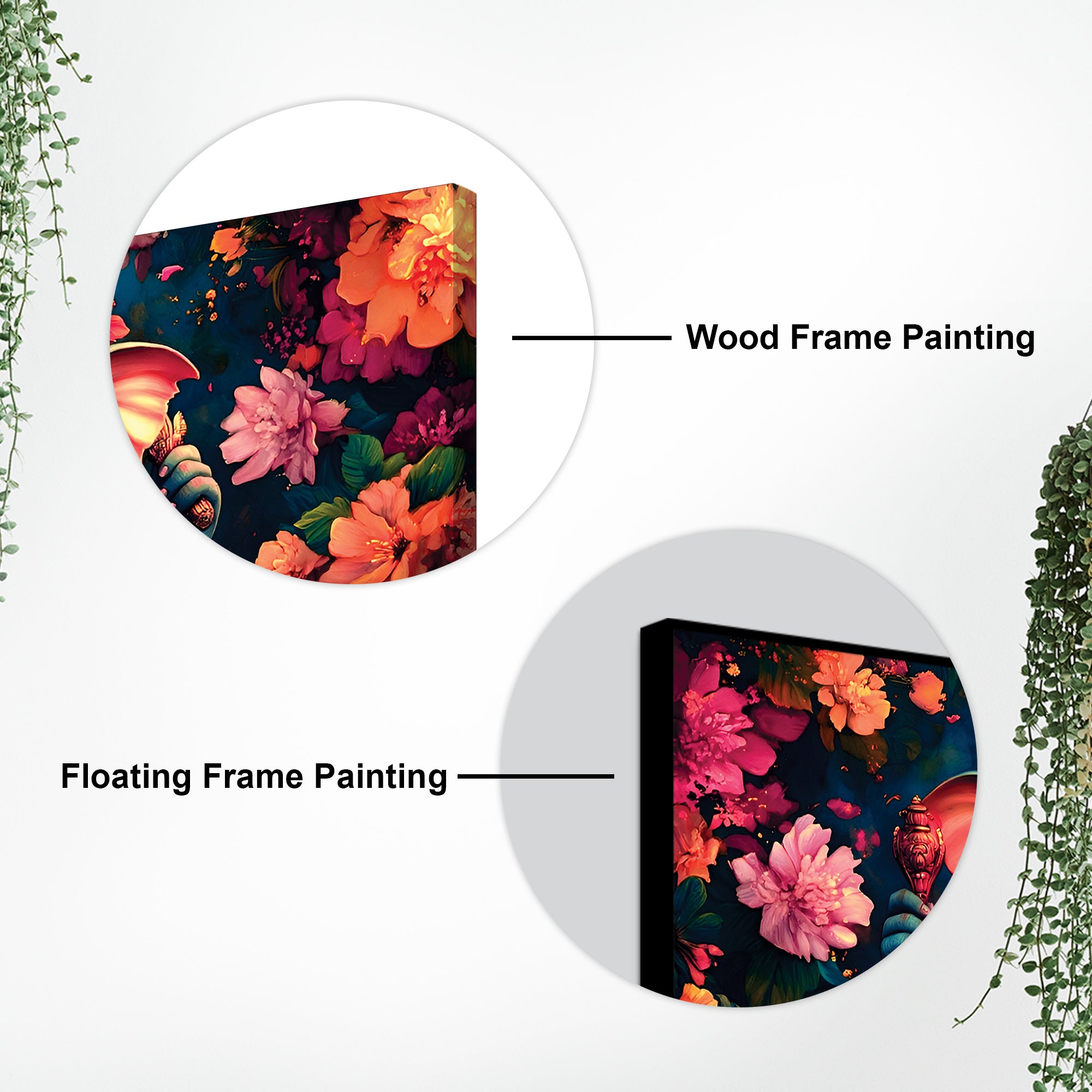 Floral Grace of Lord Ganpati Premium Canvas Wall Painting for Home & Office Decor