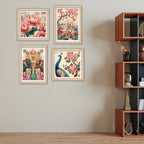 Floral Indian Palace Wall Art Frame Set of 4