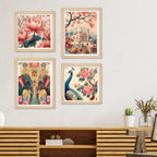 Floral Indian Palace Wall Art Frame Set of 4