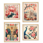 Floral Indian Palace Wall Art Frame Set of 4