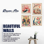 Floral Indian Palace Wall Art Frame Set of 4