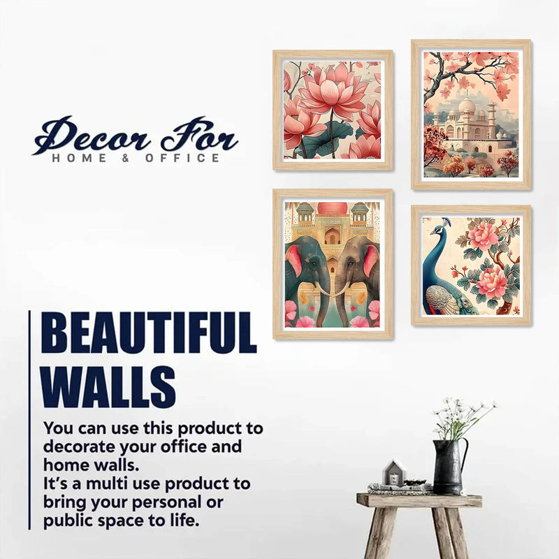 Floral Indian Palace Wall Art Frame Set of 4