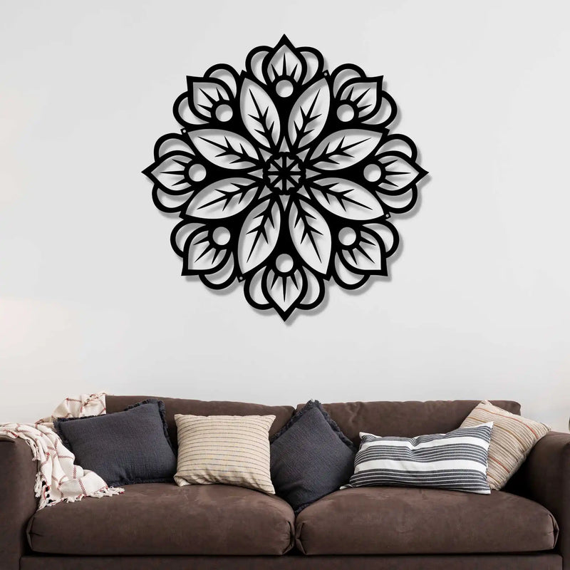 Floral Mandala Pattern Metal Art Wall Hanging Decor