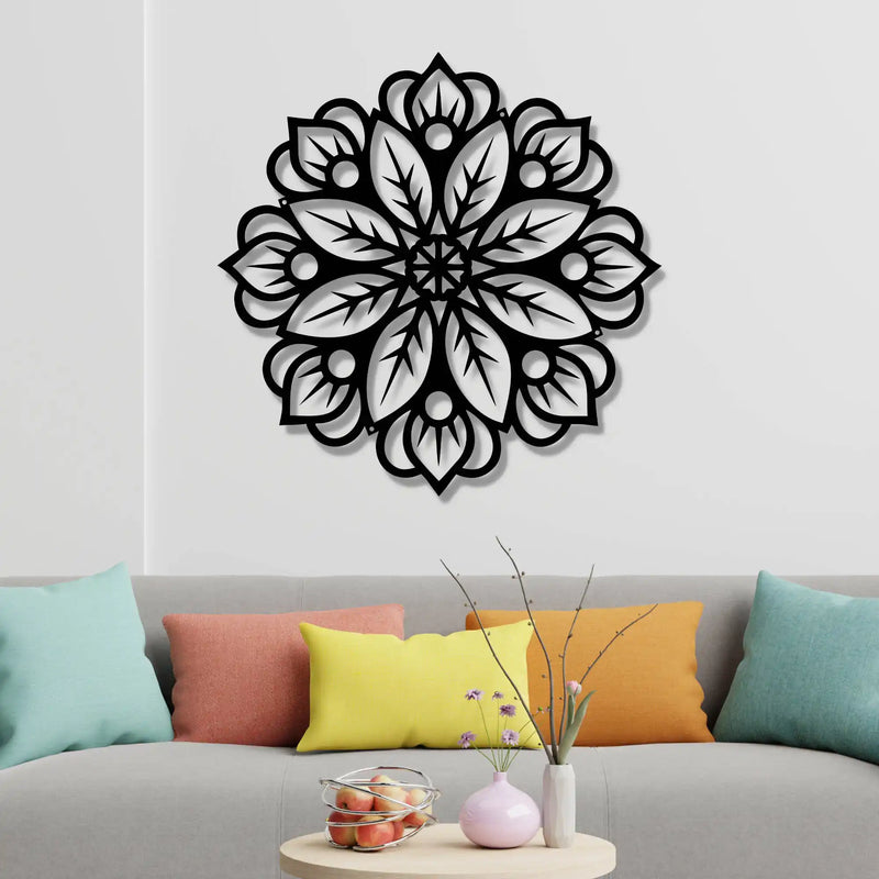 Floral Mandala Pattern Metal Art Wall Hanging Decor