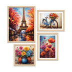 Floral & Paris Wall Frame Set of Four