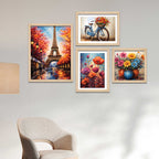 Floral & Paris Wall Frame Set of Four