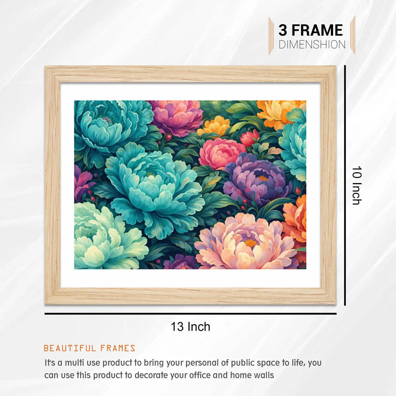 Floral Peacock and Butterfly Wall Art Frame Set of 6