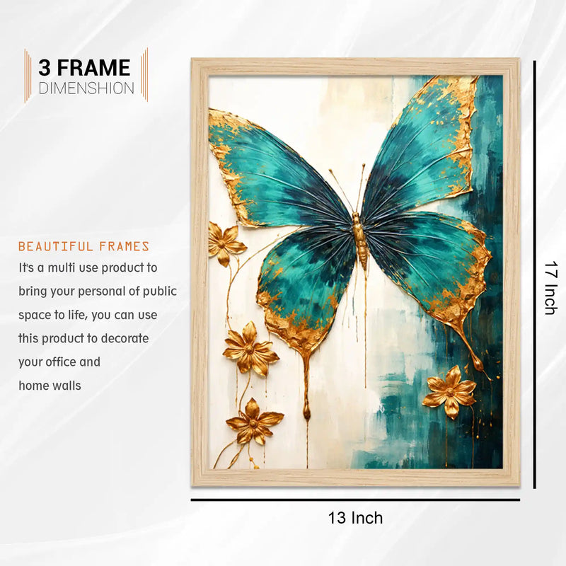 Floral Peacock and Butterfly Wall Art Frame Set of 6