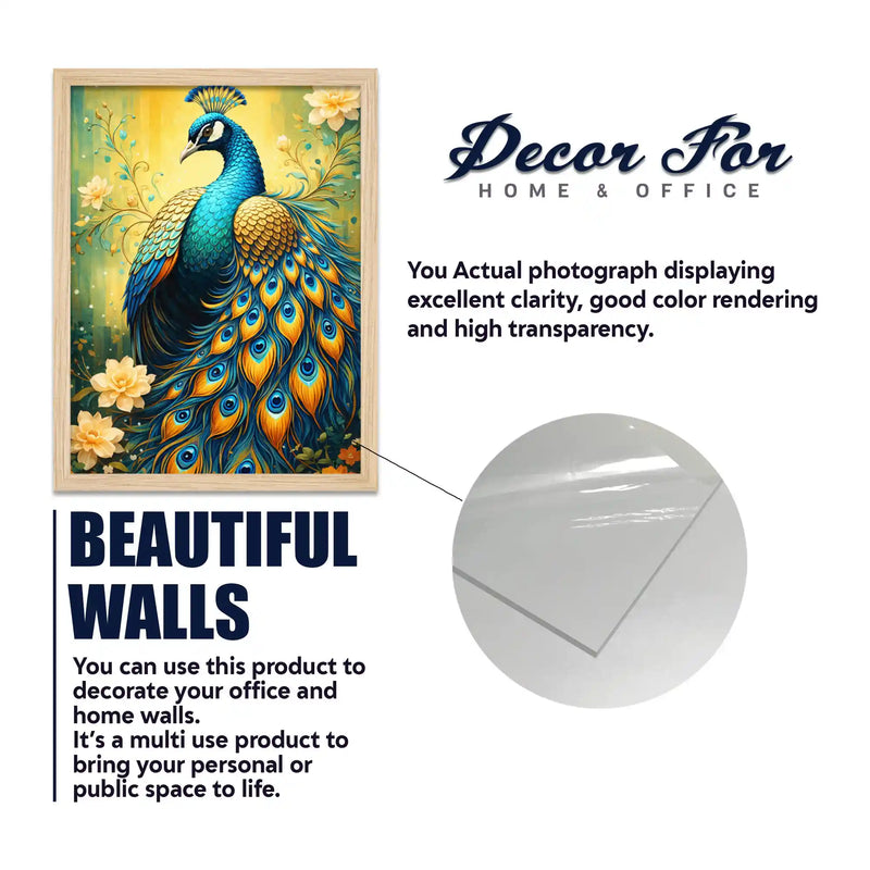 Floral Peacock and Butterfly Wall Art Frame Set of 6