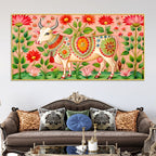  floral-pichwai-cow-canvas-wall-painting-indian-traditional-wall-painting