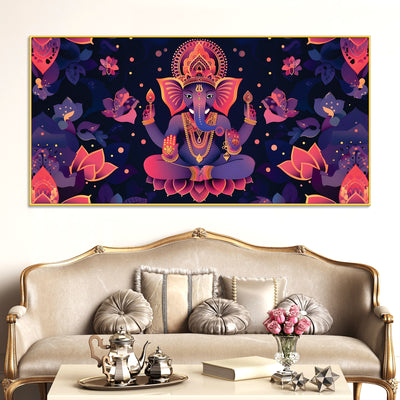 floral-purple-pink-themed-lord-shri-ganesha-canvas-wall-painting