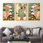Floral Shrinath Ji Wall Decor Canvas Painting Set of Three