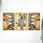 Floral Shrinath Ji Wall Decor Canvas Painting Set of Three