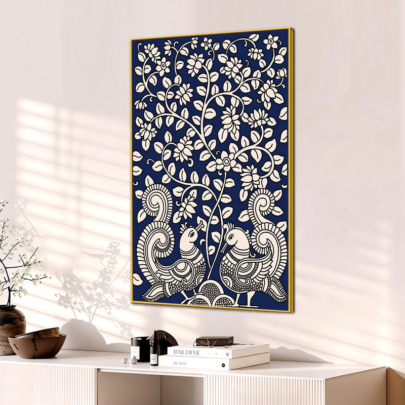 Floral Tree with Birds Canvas Painting | Birds & Floral Wall Décor