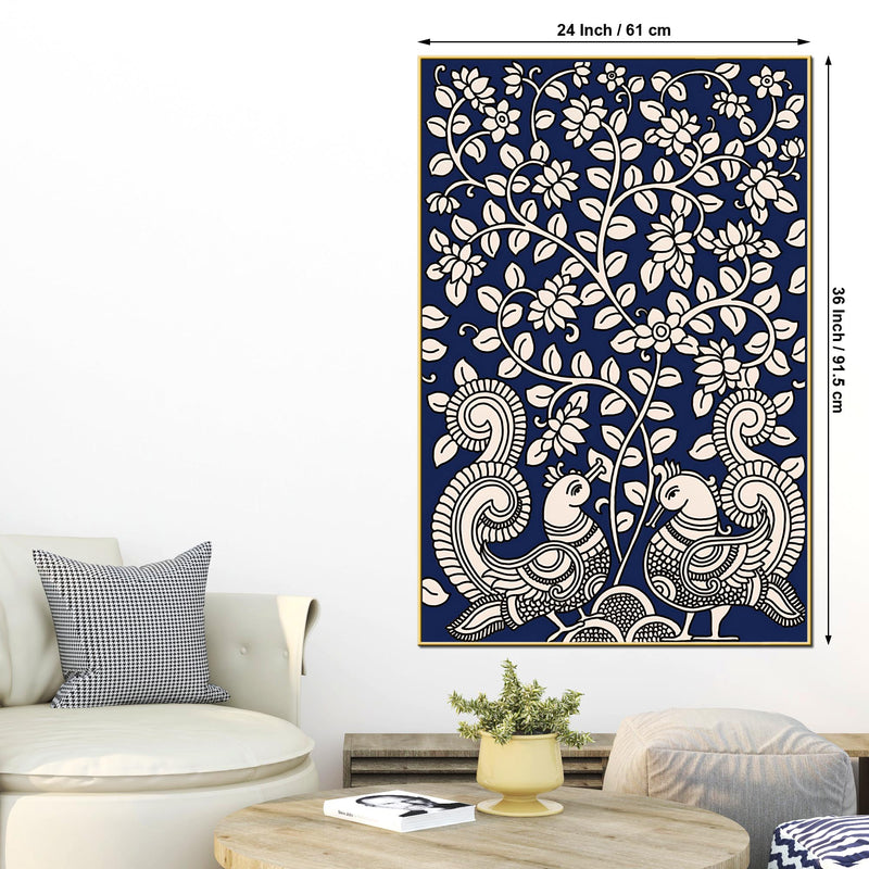 Floral Tree with Birds Canvas Painting | Birds & Floral Wall Décor
