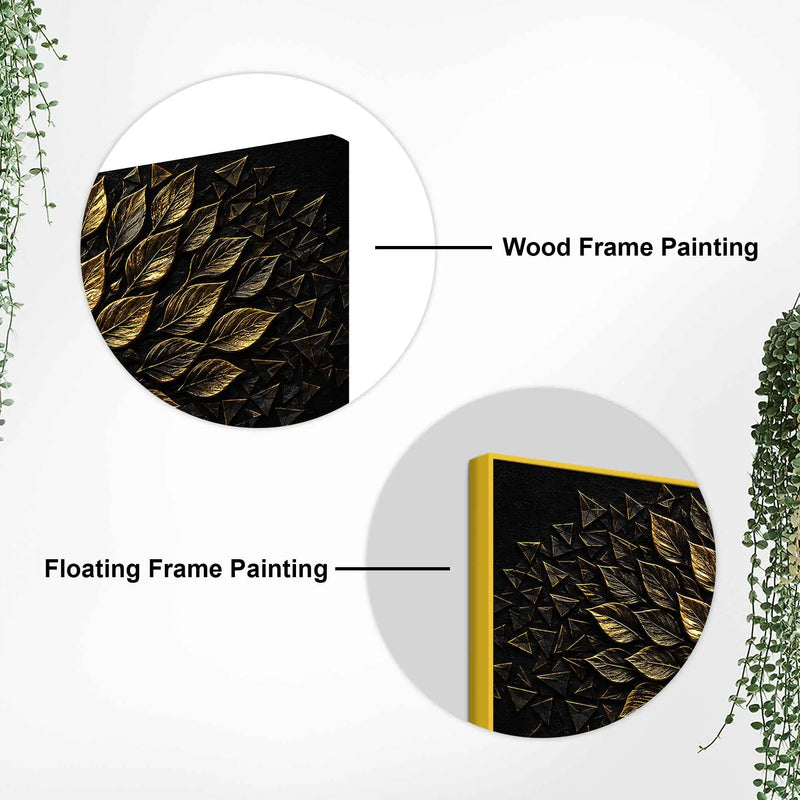 Flourishing Golden Tree of Life Black Metallic Look 3D Canvas Wall Painting