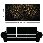 Flourishing Golden Tree of Life Black Metallic Look 3D Canvas Wall Painting